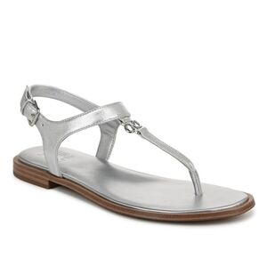 Naturalizer Lizzi Metallic Silver Flat Thong Sandals Womens Size 6 NWOB